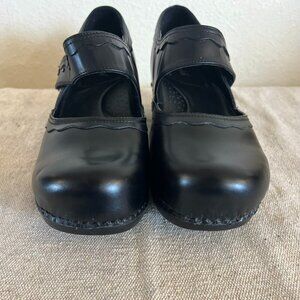 Bjorndal Woman's Black Leather Jace Maryjane Bohemian Clogs/Mules Sz 11